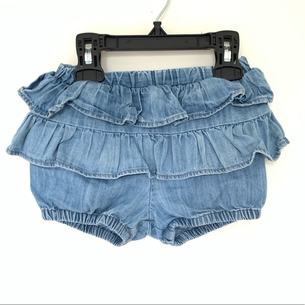 Chambray ruffle shorts